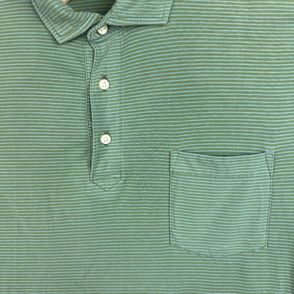 Peter Millar Mountainside Collection Polo Shirt Men S Green Blue Striped Stretch - Picture 4 of 9